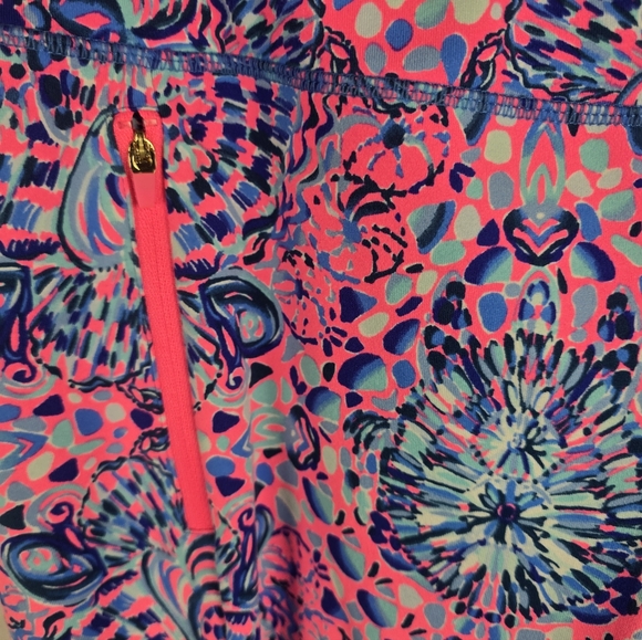 Lilly Pulitzer Luxletic Weekender Blue And Pink Midi Leggings Sz XL - Picture 5 of 8